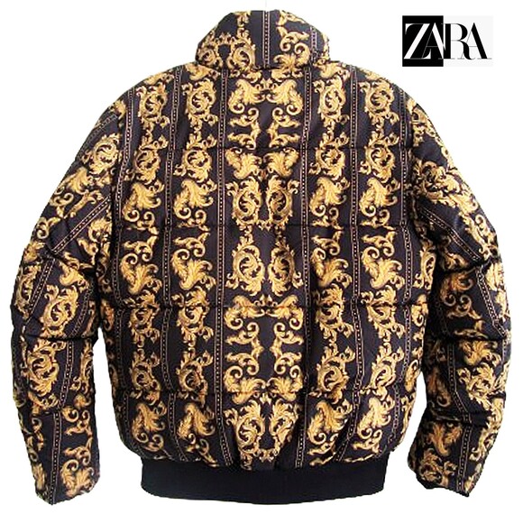 ZARA NEW Skater Scroll Motif Quilted Bomber Jacket S - Picture 9 of 12